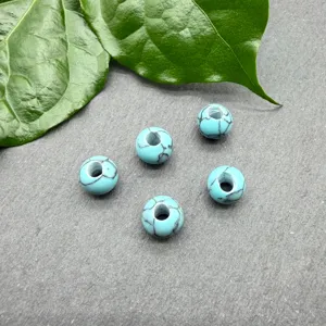8mm turchese perle grande foro pietra naturale diy braccialetto creazione accessori