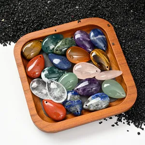 Colgantes de lágrima de cristal natural, piedras coloridas para joyería de bricolaje.