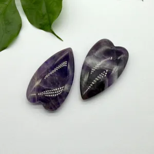 Natural amethyst heart gemstone pendant DIY jewelry making crystal detail view closeup