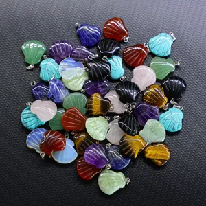 Naturstein Kristall geschnitzte Muschel Anhänger 20mm edelstein halskette zubehör set