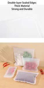 Wiederverwendbare EVA Frischhaltebeutel transparente Zipp Beutel fuer Kuehlschrank Obst.