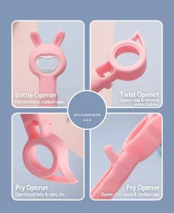 Draagbare multifunctionele 4-in-1 schattige konijn flesopener antislip handige blikopener