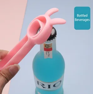 Schattige konijn multifunctionele flesopener, antislip keukenhulp voor bier en blikken.