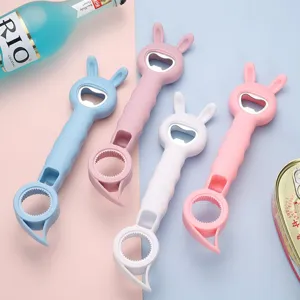 Multifunctionele Konijn Flesopener Handmatige Blikopener Antislip Keukenhulp Draagbare Flesdop Opener Roestvrij Staal
