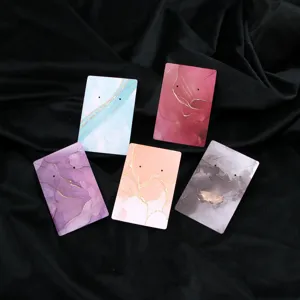 Marble pattern earring display cards detail shot, assorted color jewelry packaging cards set.