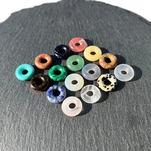 15mm natural gemstone donut beads peace buckle DIY jewelry making accessories earrings crafts