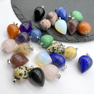 Natural Crystal Stone Teardrop Pendant Agate Healing Pendulum Necklace Fashion Jewelry Gift For Women