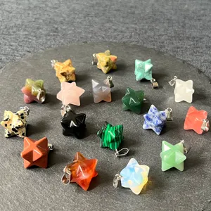 Naturstein Merkaba Stern Anhänger Kristall Heilung Hexagramm Schmuck Halskette Detailansicht