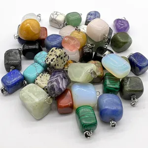 Natural Crystal And Gemstone Irregular Square Pendant DIY Necklace Jewelry Accessory Component Gift
