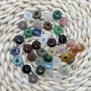 Natural crystal gemstone large hole beads flat abacus wheel DIY jewelry making accessories