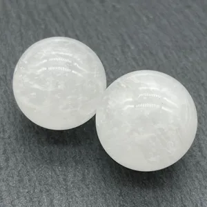 Natural white crystal sphere healing stone gemstone smooth polished desktop decor item