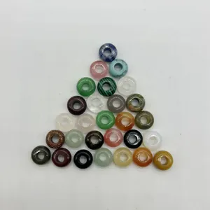 Natural crystal gemstone large hole flat beads DIY jewelry accessories colorful assorted.