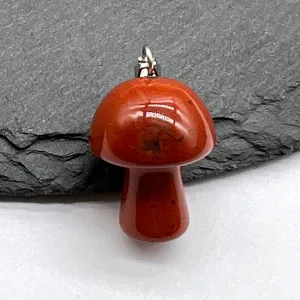 Natural red agate stone mushroom pendant 2cm mini crystal jade DIY jewelry making charm