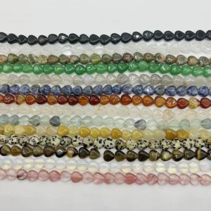 Natural Stone Heart Loose Beads Crystal Agate Love Heart Shaped Beads For DIY Jewelry Making Clothing Accessories