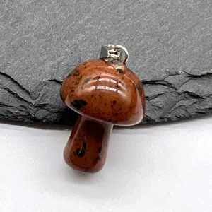 Natural stone mushroom pendant mini crystal quartz charm DIY jewelry accessory detail view.