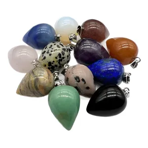 Natural stone teardrop crystal gemstone pendants set for fashion jewelry wholesale