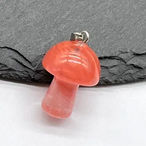 Natural crystal agate mini mushroom pendant DIY jade carved stone charm for jewelry making.