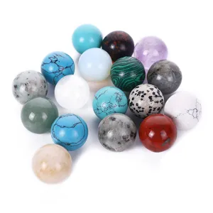 Natural crystal stone spheres set, colorful gemstone mineral balls for home decor display.