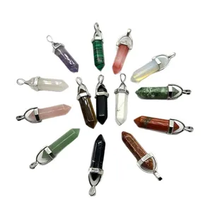 Piondente collana colonna esagonale pietra naturale cristallo quarzo gioielli lotto