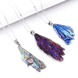 Natuurlijke Fluoriet Ruwe Steen Hanger Draadgewikkeld Onregelmatige Hanger Alleen Zonder Ketting Mode Sieraden Cadeau