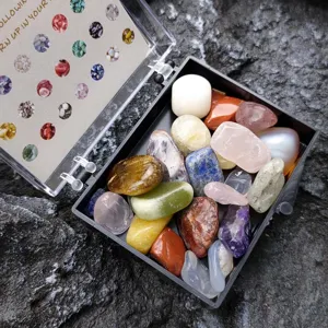 Bunte Achat Mineral Kristall Steine Edelstein Erz Schotter Proben Set fuer Unterricht.