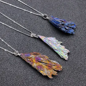 Onregelmatige gegalvaniseerde kleurrijke ruwe steen hanger trui ketting stijlvolle sieraden