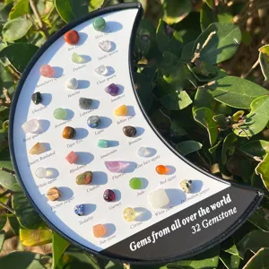 32 Edelsteine Kristall Set Naturkristall Mineralien Mond Form Display Geschenk Deko