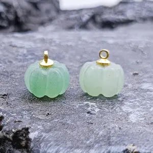 13-14mm green jade carved pumpkin pendant for DIY necklace bracelet earrings jewelry making