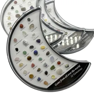 32 Edelsteine Mond Form Mineralien Probe Natürlicher Kristall Achat Geschenkbox Set