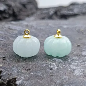13-14mm Carved Jade Pumpkin Pendant DIY Bracelet Necklace Earring Jewelry Accessories