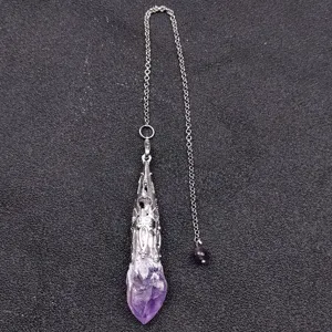 Natural raw amethyst crystal cluster cluster pendulum necklace fashion healing gemstone jewelry