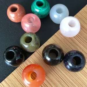 Colorful crystal agate jade large hole beads barrel beads for handmade DIY jewelry making.