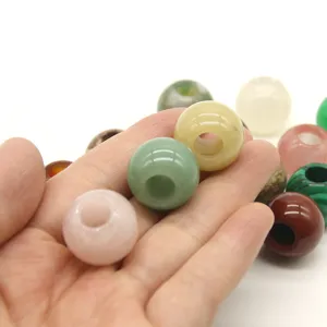 Natural stone large hole beads 20mm aperture 8mm green aventurine agate crystal loose beads