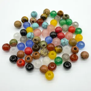 8mm Perline in Pietra Naturale Foro Largo 3mm DIY Braccialetto Gioielli Accessori Artigianato