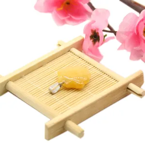 Natural gemstone flower pendant DIY jewelry accessory charm yellow crystal pendant detail