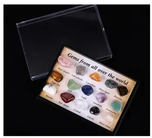 Natürlicher Kristall 15 Arten von Erzen Proben Mineral Kies Geographie Lehre Box