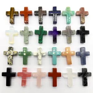 Natuurlijke edelsteen kruis hanger kristal sieraden accessoires kleurrijke DIY onderdelen.
