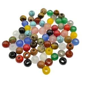 Perline in pietra naturale con grande foro per creazione di gioielli fai da te e bracciali.