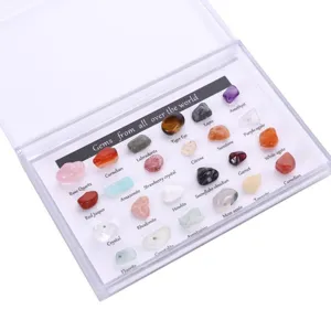 Natürlicher Kristall Achat Edelstein Mineralien Proben Polierte Steine Box Geologischer Unterricht Sammlung Heimdekoration