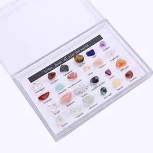 Natürlicher Kristall Mineralien Proben Set 24 Arten polierte Edelsteine Gestein Sammlung
