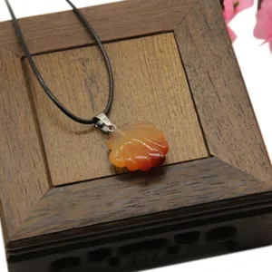 Natural agate shell pendant necklace with black cord jewelry accessory fashion gift item