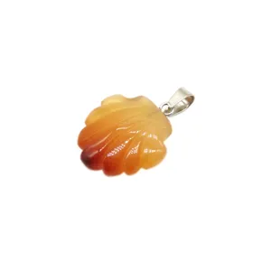 Natural agate shell pendant gemstone DIY jewelry accessory charm exquisite carved crystal decoration