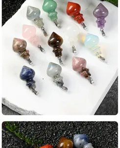 Natural stone crystal pendant pendulum teardrop shape healing gemstone jewelry for necklace.