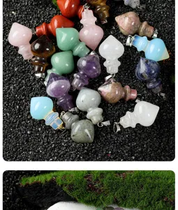 Natural crystal stone gourd shape pendant colorful dowsing gemstone jewelry making charms.
