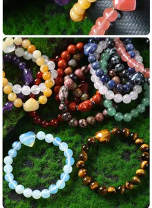 Natural crystal stone bead bracelets with heart shaped charms fashion couple jewelry