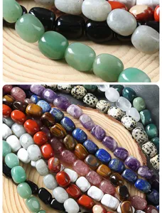 Close up detail of natural gemstone beads, irregular rectangular shape, colorful DIY jewelry parts.