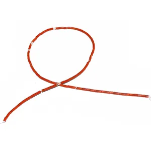 Details of red stone tube loose beads for DIY jewelry making, smooth cylindrical shape.