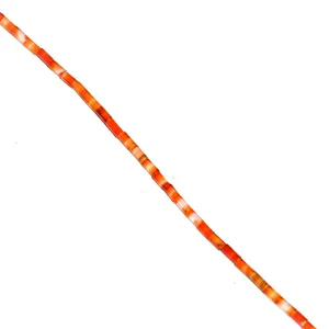 Orange red agate tube beads detail view, cylindrical gemstone loose beads for DIY jewelry making.