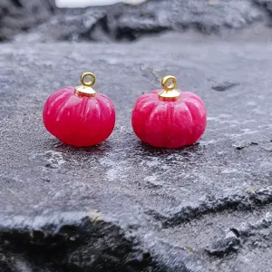Carved jade pumpkin crystal pendant detail, perfect for DIY bracelet necklace jewelry making.