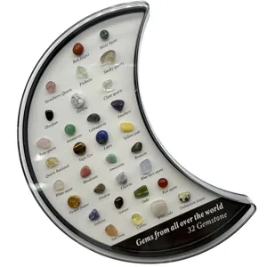 32 stk natuerliche edelsteine mondform display box mineralien probe set kristall heilung steine
